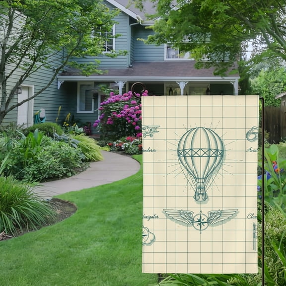 RKSupls Spring Summer Garden Flag Double Sided Aviator Blueprint Sketch Linen Small Butterfly Floral Flower Welcome Yard House Outside Outdoor Decoration,12*18 inch