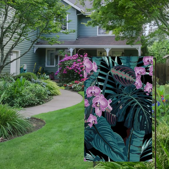 RKSupls Spring Summer Garden Flag Double Sided Botanical Banana Leaf Pattern Linen Welcome Yard House Outside Outdoor Decoration,12*18 inch