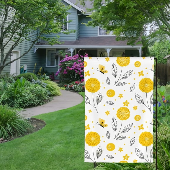 RKSupls Spring Summer Garden Flag Double Sided Dandelion Butterfly Pattern Welcome Yard House Outside Outdoor Decoration,12*18 inch