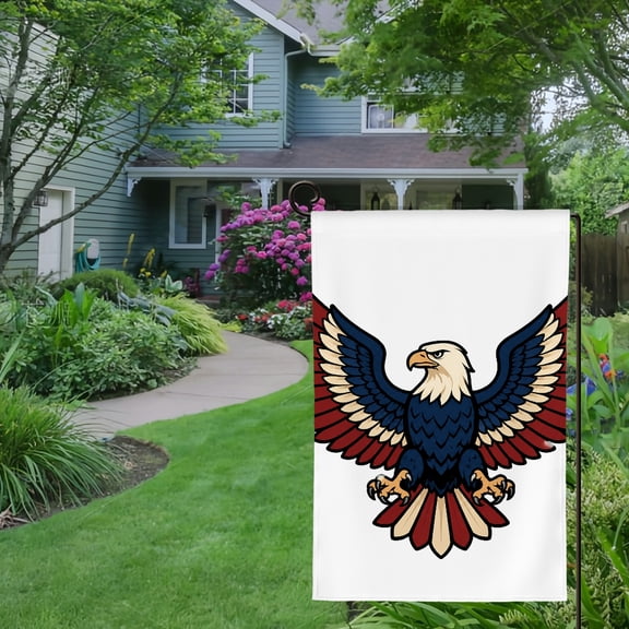 RKSupls Spring Summer Garden Flag Double Sided, Majestic Eagle Spread Wings Linen Welcome Yard House Outside Outdoor Decoration,12*18 inch