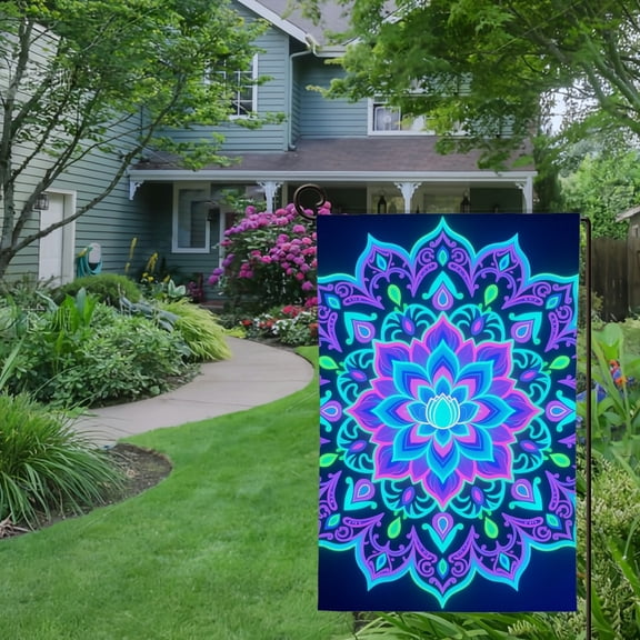 RKSupls Spring Summer Garden Flag Double Sided Mandala Moroccan Bohemian Oriental Vintage Round Colorful Linen Welcome Yard House Outside Outdoor Decoration,12*18 inch