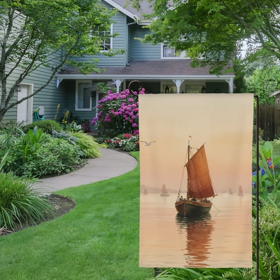RKSupls Spring Summer Garden Flag Double Sided Misty Morning Harbor Linen Welcome Yard House Outside Outdoor Decoration,12*18 inch