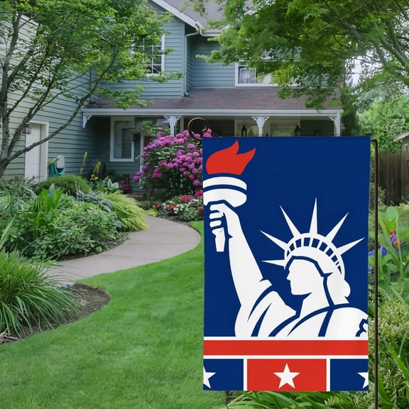 RKSupls Spring Summer Garden Flag Double Sided, Statue Of Liberty Patriotic Banner Linen Welcome Yard House Outside Outdoor Decoration,12*18 inch