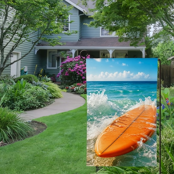 RKSupls Spring Summer Garden Flag Double Sided Surfboard Ocean ,Linen Welcome Yard House Outside Outdoor Decoration,12*18 inch