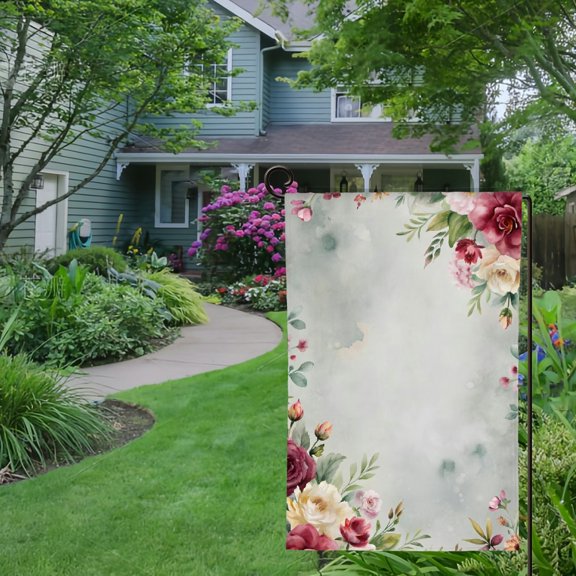RKSupls Spring Summer Garden Flag Double Sided Tropical Lily Leaf Vector Pattern Linen Welcome Yard House Outside Outdoor Decoration,12*18 inch