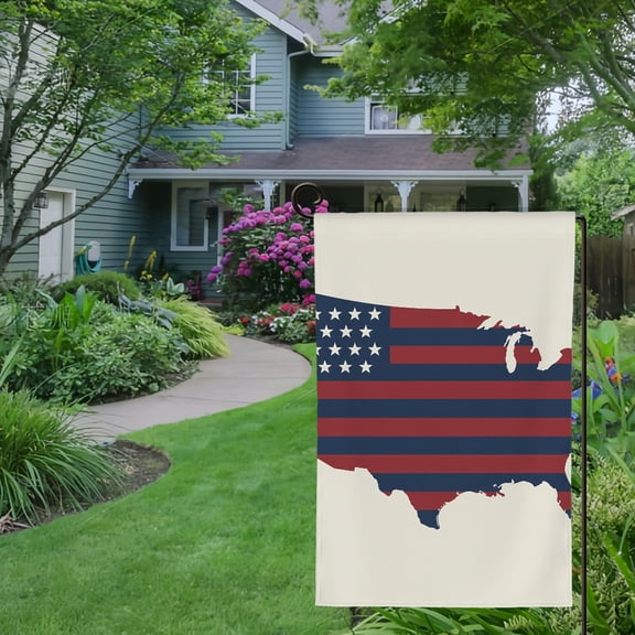 RKSupls Spring Summer Garden Flag Double Sided, Usa Map Flag Linen Welcome Yard House Outside Outdoor Decoration,12*18 inch