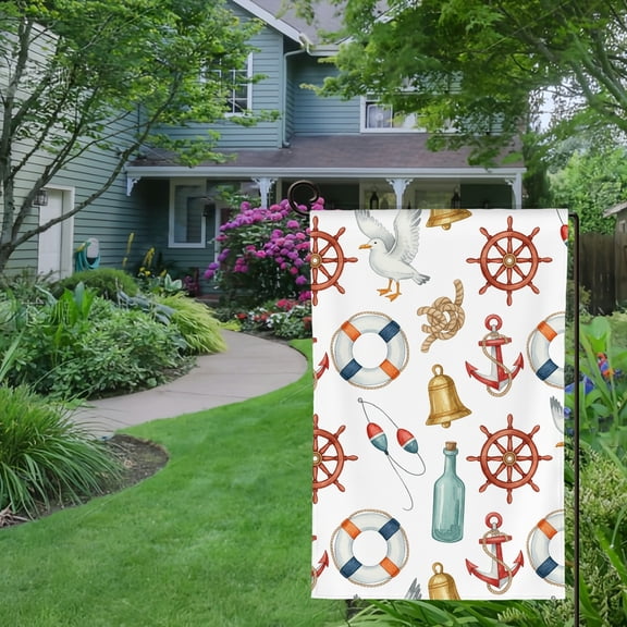 RKSupls Spring Summer Garden Flag Double Sided Watercolor Mariners Kit Linen Welcome Yard House Outside Outdoor Decoration,12*18 inch