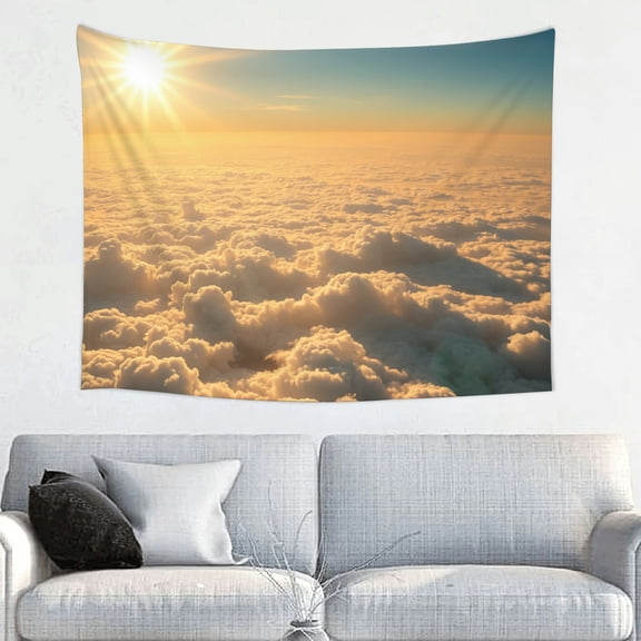 RKSupls Spring Tapestry Wall Art, Sunrise Over Clouds Hanging Tapestry Decoration for Happy New Year Bedroom, Living Room, Dorm, Apartment Hallway Home Decor,40*30in