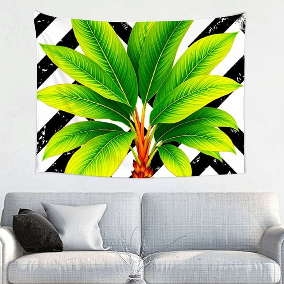 RKSupls Spring Tapestry Wall Art, Tropical Palm Leaves Hanging Tapestry Decoration for Happy New Year Bedroom, Living Room, Dorm, Apartment Hallway Home Decor,40*30in