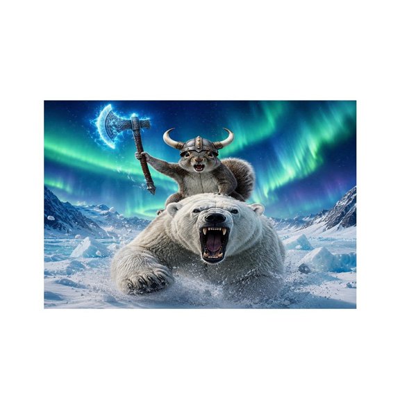 RKSupls Squirrel Viking Polar Bear Axe Linen Placemats 30x45cm Straight Edge Stain Resistant Washable Non-Slip Table Mats Table for Kitchen Dining Room Home