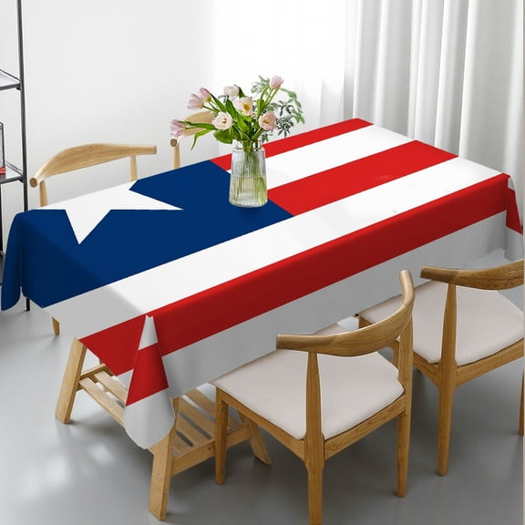 RKSupls Star And Stripes Flag Design Print Rectangle Dining Tablecloth, Kitchen Accessories Polyester Tablecloths, Star And Stripes Flag Design