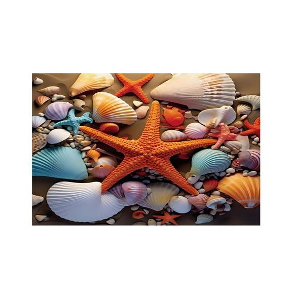 RKSupls Starfish Shells Beach Shore Linen Placemats 30x45cm Straight Edge Stain Resistant Washable Non-Slip Table Mats Table for Kitchen Dining Room Home