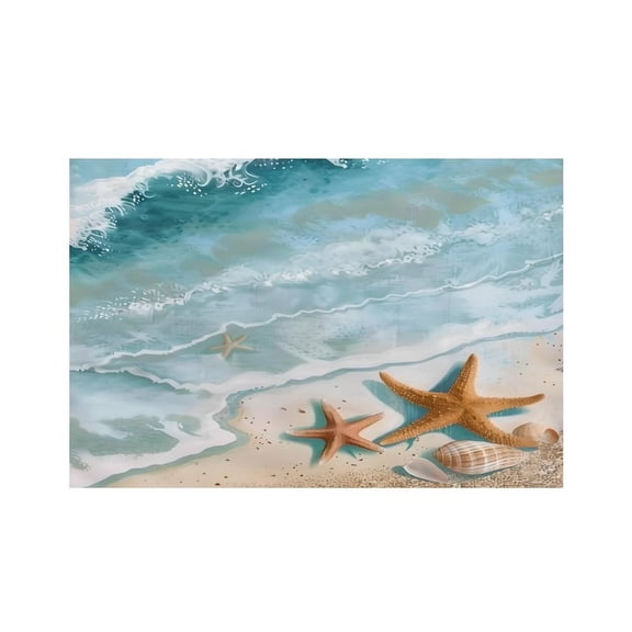 RKSupls Starfish Shells Beach Sunrise Linen Placemats 30x45cm Straight Edge Stain Resistant Washable Non-Slip Table Mats Table for Kitchen Dining Room Home