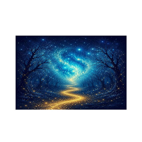 RKSupls Starry Forest Path Fantasy Linen Placemats 30x45cm Straight Edge Stain Resistant Washable Non-Slip Table Mats Table for Kitchen Dining Room Home