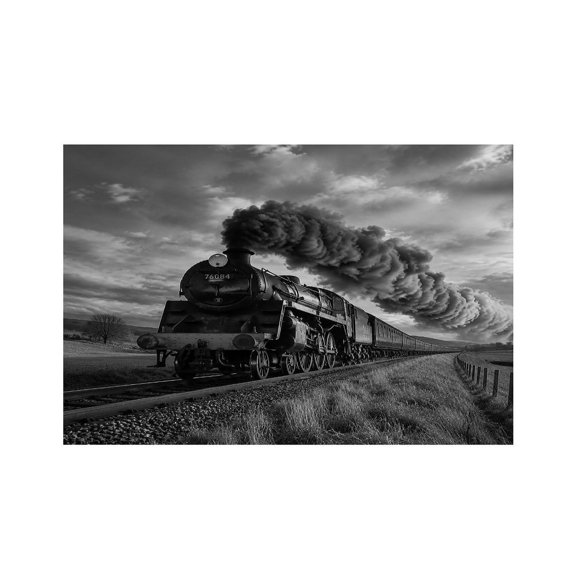 RKSupls Steam Train Across Countryside Linen Placemats 30x45cm Straight Edge Stain Resistant Washable Non-Slip Table Mats Table for Kitchen Dining Room Home