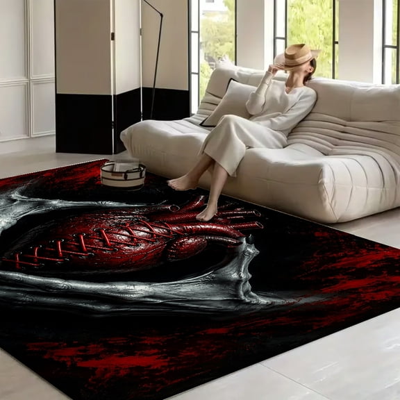 RKSupls Stitched Heartin Clawed Hands Soft Fluffy Velvet Area Rug for Living Room Bedroom, Non-Slip Washable Carpet, Modern Minimalist Home Decor Floor Mat