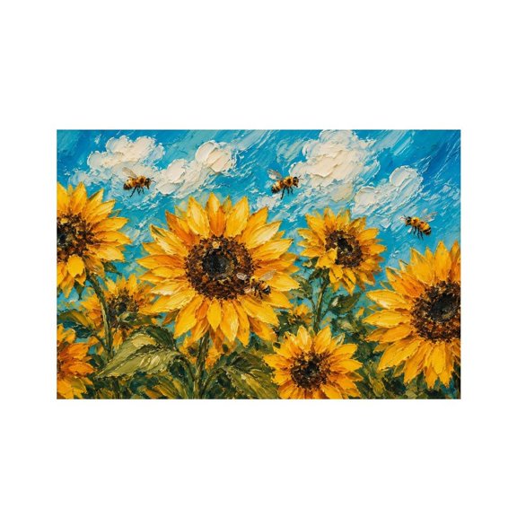 RKSupls Stone Bridge Willow Pond Oil Painting Linen Placemats 30x45cm Straight Edge Stain Resistant Washable Non-Slip Table Mats Table for Kitchen Dining Room Home