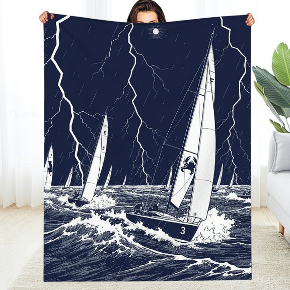 RKSupls Stormy Sea Sailing Warm and Cozy Throw, Machine Washable Warm Decorative Blanket, Soft Throw for Couch, Travel, Camping
