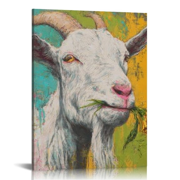 RKSupls Sunflower Goat Canvas Wall Art, Canvas Prints Wall Art for Living Room Bedroom Stairway Office, Art Print Painting for New Year Home Decorations,12x16in