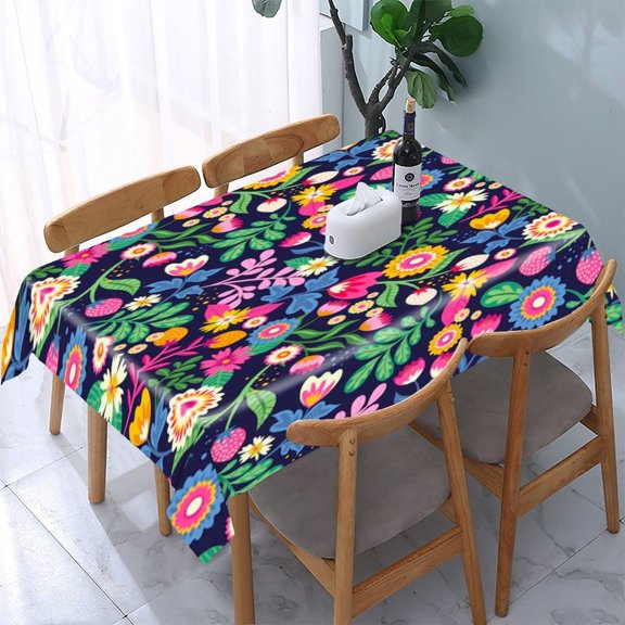 RKSupls Sunflower Seamless Pattern Digital Rectangle Dining Tablecloth, Washable Wipeable Stain & Wrinkle Resistant Polyester Tablecloth for Kitchen Picnic Party