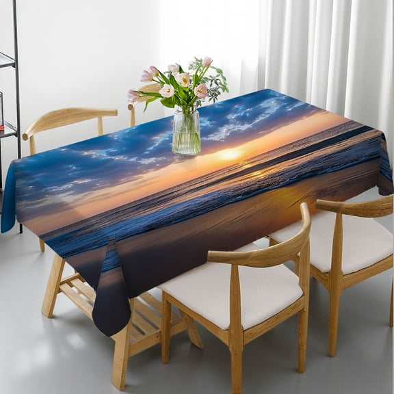 RKSupls Sunrise Beach Ocean Rectangle Dining Tablecloth, Kitchen Accessories - Polyester Tablecloths Rectangle Dining Tablecloth, Kitchen Picnic Party