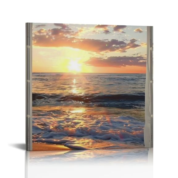 RKSupls Sunset Beach Window Canvas Art,  Modern,  Home Wall Art Bathroom Bedroom Kitchen Dining Room Home Office  Wall Decor Prints