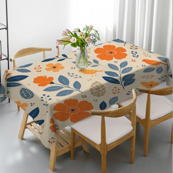 RKSupls Tablecloths for dining table - Bird Flower Pattern Print, Kitchen Accessories Holiday Party Tablecloth Rectangular Tablecloth, Cafe, dinner,  picnic