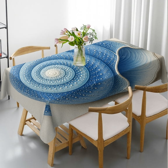 RKSupls Tablecloths for dining table - blue spiral seashell ocean beach decor Print, 2D Flat Printing Polyester Tablecloths Rectangular Tablecloth, Cafe, dinner,  picnic