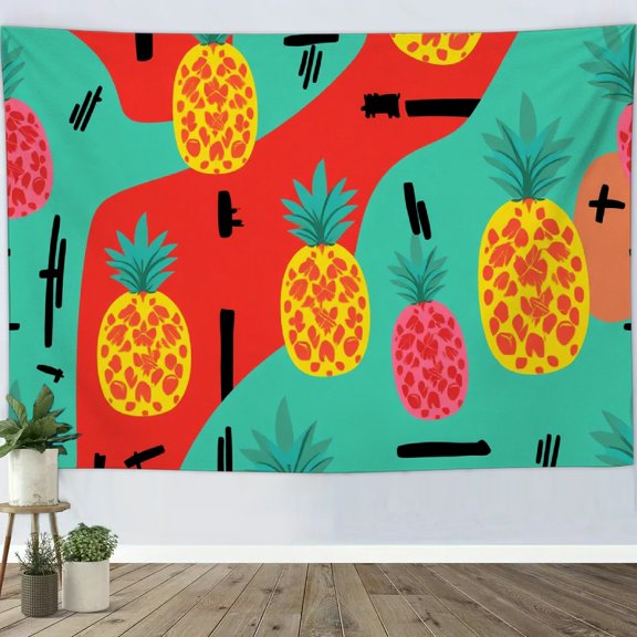 RKSupls Tapestry Wall Hanging Art, Abstract Tropical Pineapple Pattern Tapestry Decoration for Daily Bedroom, Living Room, Dorm, Apartment Hallway Home Decor,90*60in