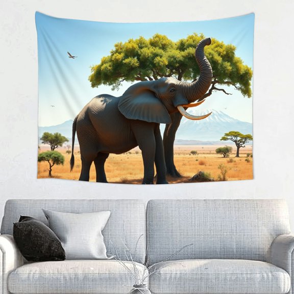 RKSupls Tapestry Wall Hanging Art, African Elephant Savanna Rustic Safari Wildlife Tapestry Decoration for Daily Bedroom, Dorm, Living Room, Apartment Hallway Home Decor