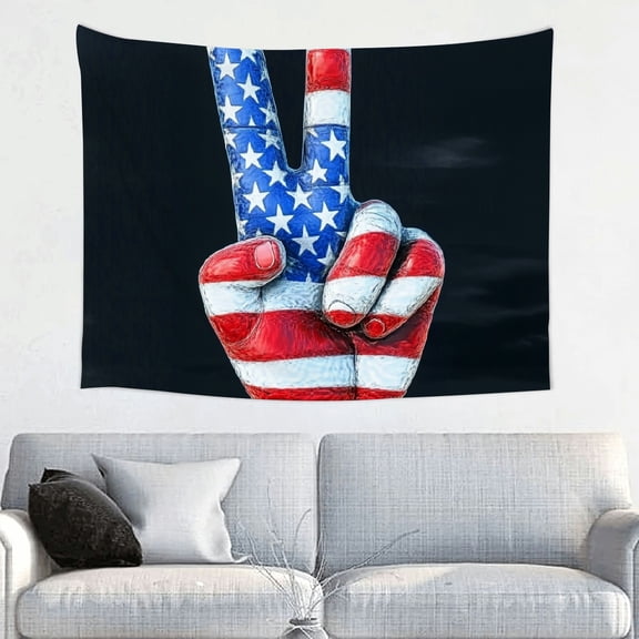 RKSupls Tapestry Wall Hanging Art, American Flag Peace Hand Tapestry Decoration for Daily Bedroom, Dorm, Living Room, Apartment Hallway Home Decor