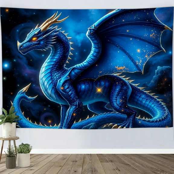 RKSupls Tapestry Wall Hanging Art, Blue Dragon Cosmic Scene Tapestry Decoration for Daily Bedroom, Dorm, Living Room, Apartment Hallway Home Decor