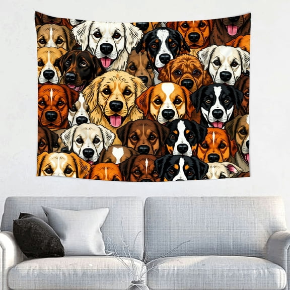 RKSupls Tapestry Wall Hanging Art, Colorful Dog Breeds Puppy Collage Tapestry Decoration for Daily Bedroom, Dorm, Living Room, Apartment Hallway Home Decor