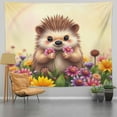 thumbnail image 1 of RKSupls Tapestry Wall Hanging Art, Cute Hedgehog with Colorful Daisies Tapestry Decoration for Daily Bedroom, Living Room, Dorm, Apartment Hallway Home Decor,60*50in, 1 of 5