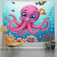 thumbnail image 1 of RKSupls Tapestry Wall Hanging Art, Cute Pink Octopus in Coral Reef Tapestry Decoration for Daily Bedroom, Living Room, Dorm, Apartment Hallway Home Decor,60*50in, 1 of 5