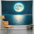 thumbnail image 1 of RKSupls Tapestry Wall Hanging Art, Full Moon Over Ocean at Night Tapestry Decoration for Daily Bedroom, Dorm, Living Room, Apartment Hallway Home Decor, 1 of 5
