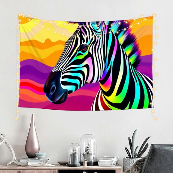 RKSupls Tapestry Wall Hanging Art, Rainbow Zebra in Savanna Hanging Tapestry Decoration for Daily Bedroom, Living Room, Dorm, Apartment Hallway Home Decor,60*40in