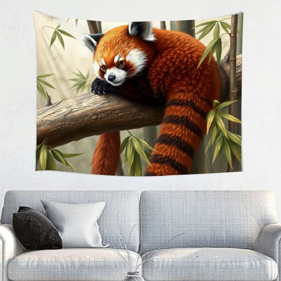 RKSupls Tapestry Wall Hanging Art, Red Panda Bamboo Forest Tapestry Decoration for Daily Bedroom, Dorm, Living Room, Apartment Hallway Home Decor