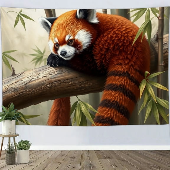 RKSupls Tapestry Wall Hanging Art, Red Panda Bamboo Forest Tapestry Decoration for Daily Bedroom, Dorm, Living Room, Apartment Hallway Home Decor