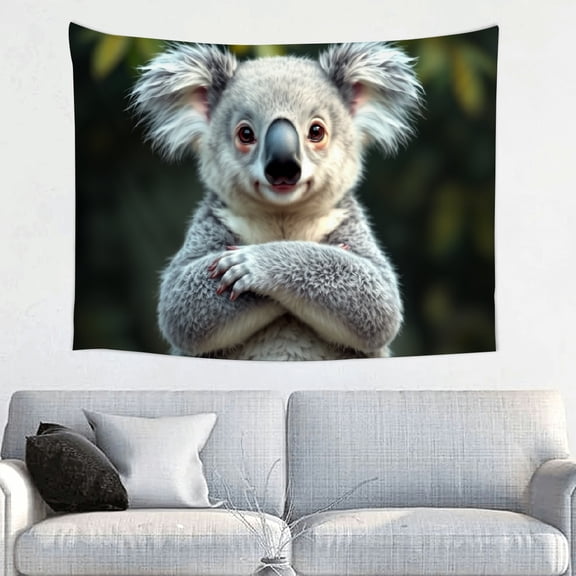 RKSupls Tapestry Wall Hanging Art, Sassy Koala Bear Crossed Arms Funny Tapestry Decoration for Daily Bedroom, Dorm, Living Room, Apartment Hallway Home Decor