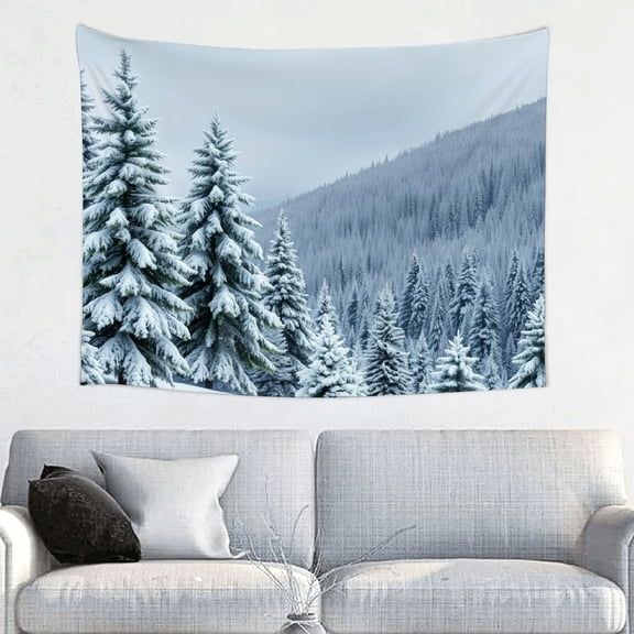 RKSupls Tapestry Wall Hanging Art, Snow Covered Pine Forest Tapestry Decoration for Daily Bedroom, Dorm, Living Room, Apartment Hallway Home Decor
