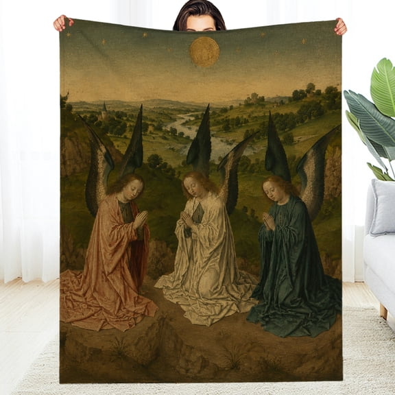 RKSupls Three Angels Prayer Landscape Soft Flannel Fleece Blanket, Machine Washable Air Conditioning All-Season Blanket , Soft Throw for Couch, Travel, Camping