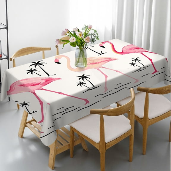 RKSupls Three Flamingos Walking Rectangle Dining Tablecloth, Holiday Party Tablecloth - Festive Table Setting Rectangle Dining Tablecloth, Ideal for Kitchen Picnic Party