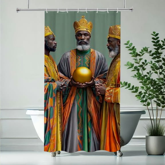 RKSupls Three Kings Adoration Tin Shower Curtain, Valentine's Day Waterproof Shower Curtain with Hooks for Home Bathtub Bathroom Decor Washable Curtains,90x180cm