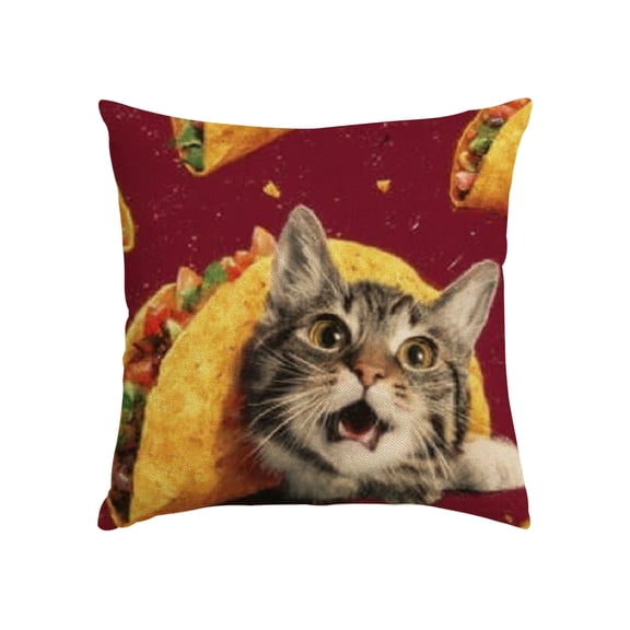 RKSupls Throw Pillow Covers, Funny Cat Burrito Pillow Case Decoration, Linen Cushion Covers for Couch Sofa Bedroom Living Room Holiday Home Decor,18x18in