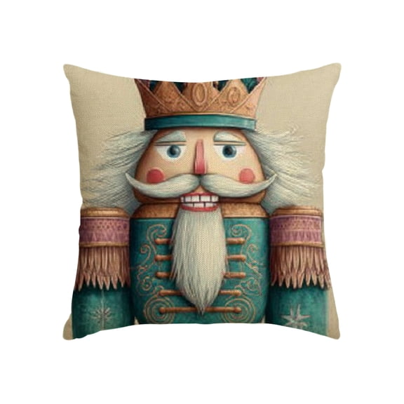 RKSupls Throw Pillow Covers, Personalized Christmas Nutcracker Pillow Case Decoration, Linen Cushion Covers for Couch Sofa Bedroom Living Room Holiday Home Decor,20x20in