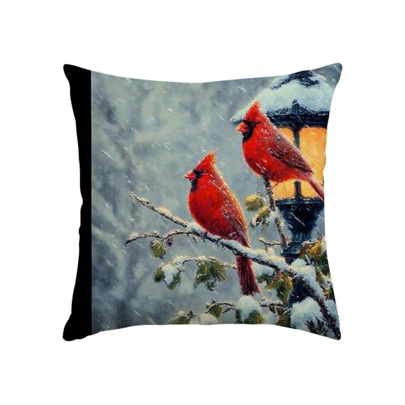 RKSupls Throw Pillow Covers, Red Cardinal Bird Throw Pillow Case Decoration, Linen Cushion Covers for Couch Sofa Bedroom Living Room Study Holiday Home Decor,20x20in