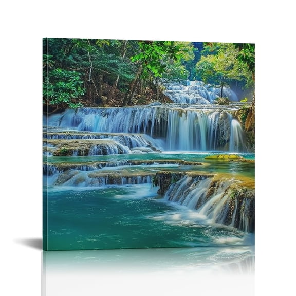 RKSupls Tiered Waterfall Blue Poo Wall Decor, Home Wall Art, Canvas Print Bathroom Bedroom Kitchen Dining Room Home Office Wall Decor Prints