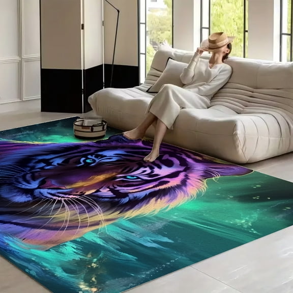RKSupls Tiger Water Fantasy Art  Soft Fluffy Velvet Area Rug   for Living Room Bedroom, Non-Slip Washable Carpet, Modern Minimalist Home Decor Floor Mat