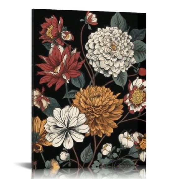 RKSupls Torich Boho Floral Canvas Wall Art, Canvas Prints Wall Art for Living Room Bedroom Entryway Office, Art Print Painting for Valentine's Day Home Decorations,12x16in